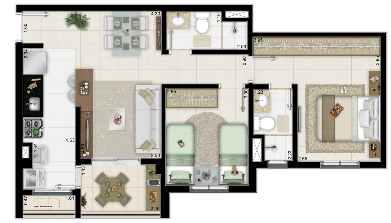 2 quartos com 1 suíte - 62m² | Way Orquidário – Orquidário - Santos - São Paulo 2 quartos com 1 suíte - 62m² | Way Orquidário – Apartamento no Orquidário - Santos - São Paulo